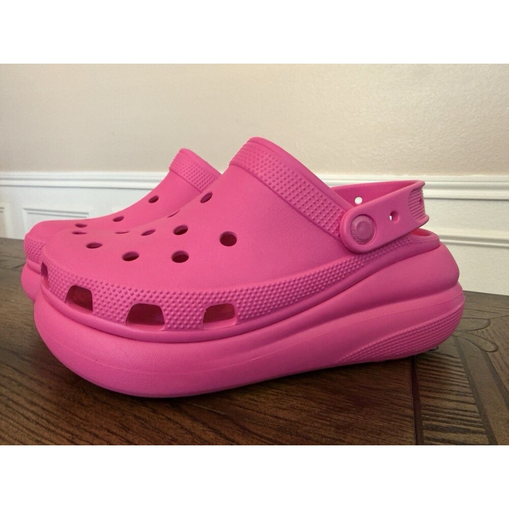 Crocs Hot Pink Platform Iconic Comfort Clogs Sandals Slip On Size Women’s 7